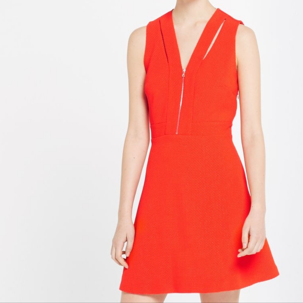 ABS Allen Schwartz Fit and Flare Cut Out Dress Orange